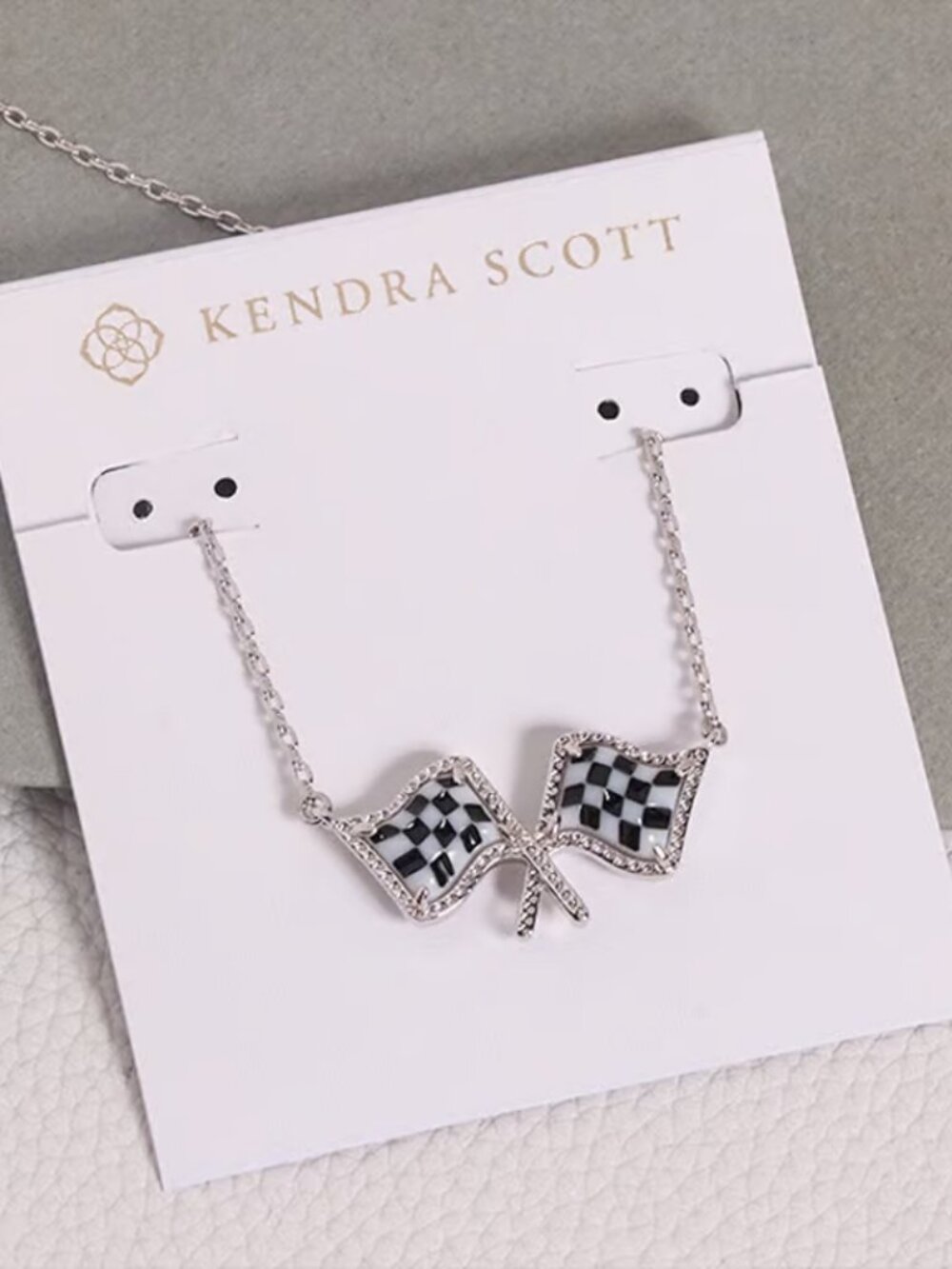 Kendra Scott Racing flag necklace